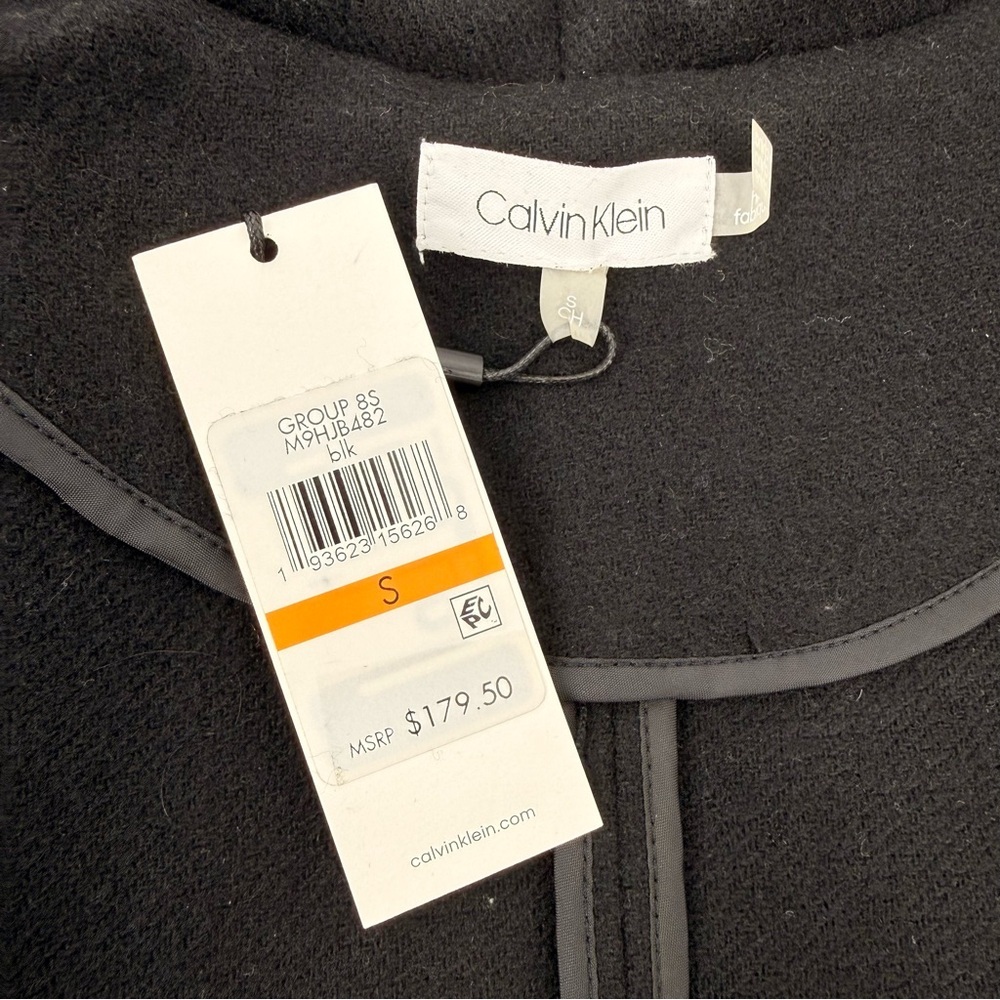 NWT Calvin Klein Wool Blend Black Oversized Cardigan with Fringe Size S - Picture 5 of 8